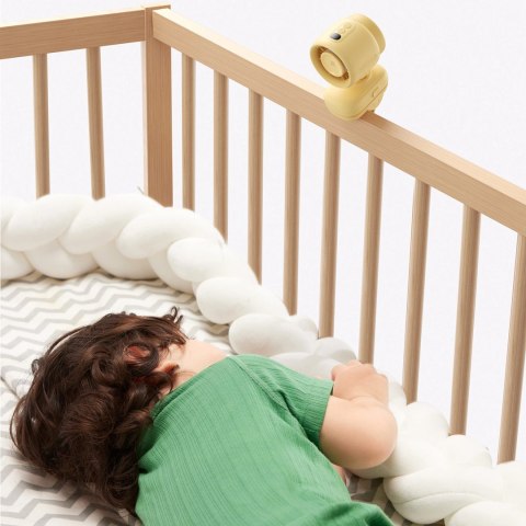 Mini wentylator Jisulife Stroller Fan 4 5000mAh na wózek dziecięcy z metalowym klipsem - żółty