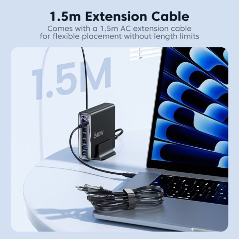 TECH-PROTECT DC240W-GAN 6-PORT DESKTOP CHARGER PD 240W / QC3.0 BLACK