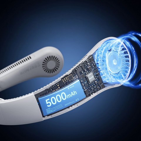 Wentylator Jisulife Neck Fan 4 5000mAh na szyję przenośny wiatraczek USB - szary