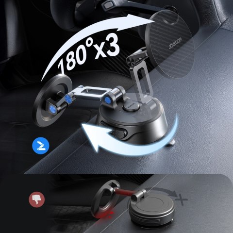 Joyroom JR-ZS510 Gel Suction Cup MagSafe Foldable Car Phone Mount - Gunmetal Black