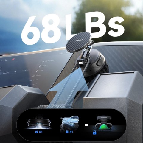 Joyroom JR-ZS510 Gel Suction Cup MagSafe Foldable Car Phone Mount - Gunmetal Black