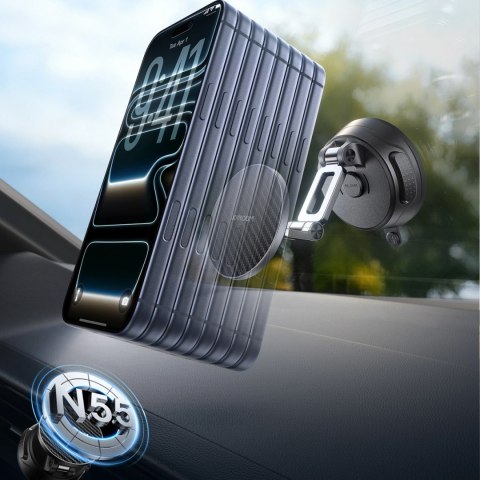 Joyroom JR-ZS510 Gel Suction Cup MagSafe Foldable Car Phone Mount - Gunmetal Black