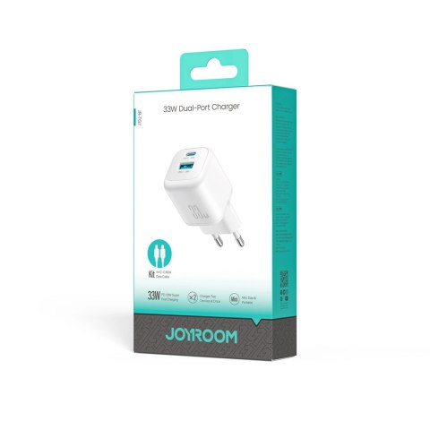 Ładowarka sieciowa Joyroom JR-TG7 33W USB-A + USB-C z kablem 60W USB-C do USB-C 1m - biała