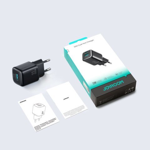 Ładowarka sieciowa Joyroom JR-TG7 33W USB-A + USB-C z kablem 60W USB-C do USB-C 1m - czarna