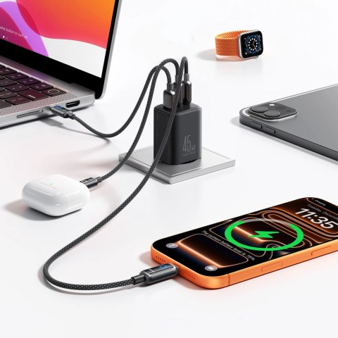 Ładowarka sieciowa Joyroom JR-TO1 GaN 45 USB-C Lightning USB-A - czarna