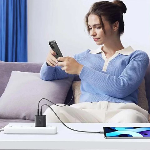 Ładowarka sieciowa Ugreen Nexode N Series X227 20W GaN 1x USB-A 1x USB-C - czarna