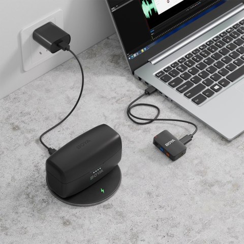 Mikrofony krawatowe BOYA BOYAMIC 2-02 bezprzewodowe 2.4 GHz - czarne