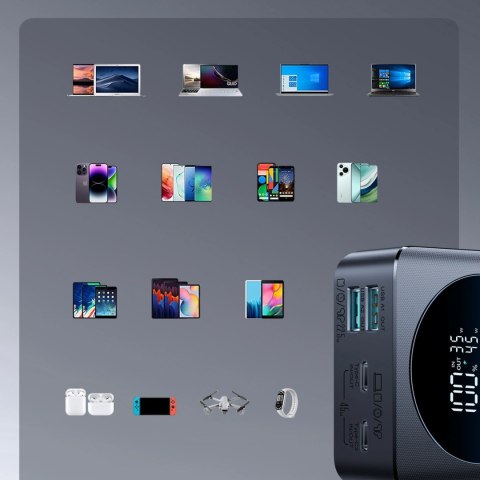 Powerbank Joyroom JR-PBF02 Pro 20000 mAh 45 W z wyświetlaczem cyfrowym 2x USB-A 2x USB-C - czarny