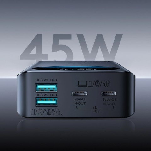 Powerbank Joyroom JR-PBF02 Pro 20000 mAh 45 W z wyświetlaczem cyfrowym 2x USB-A 2x USB-C - czarny