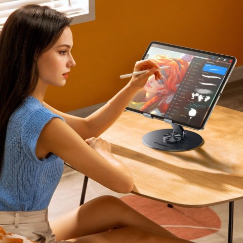 Stojak na tablet Wozinsky WRS-DSY84SS obrotowy 360° aluminiowy - szary