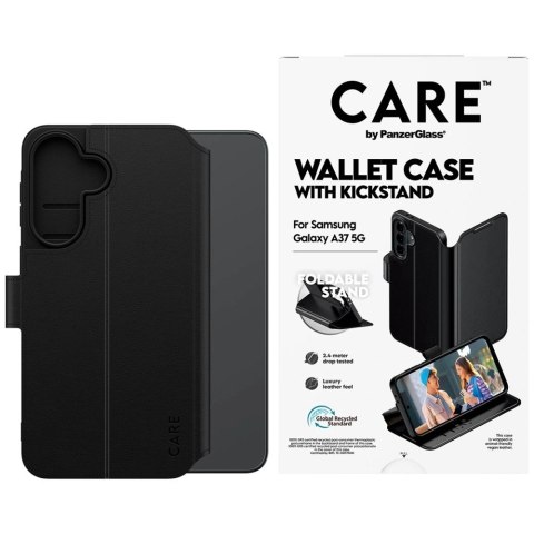 Etui CARE by PanzerGlass Feature Wallet Kickstand na Samsung Galaxy A37 - czarne