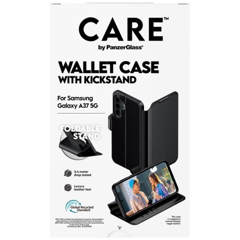 Etui CARE by PanzerGlass Feature Wallet Kickstand na Samsung Galaxy A37 - czarne