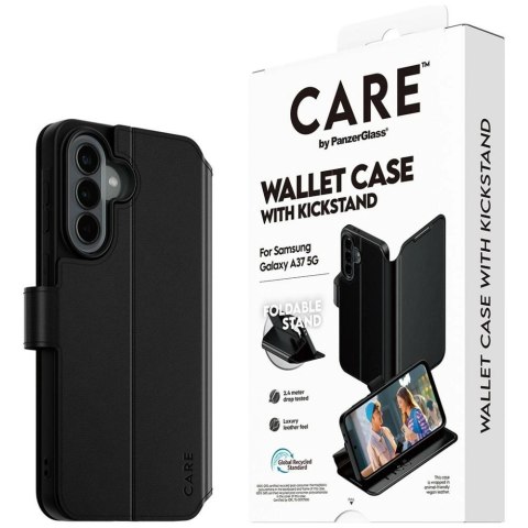 Etui CARE by PanzerGlass Feature Wallet Kickstand na Samsung Galaxy A37 - czarne
