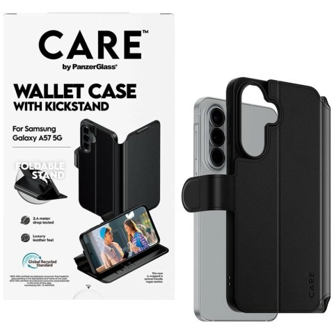 Etui CARE by PanzerGlass Feature Wallet Kickstand na Samsung Galaxy A57 - czarne