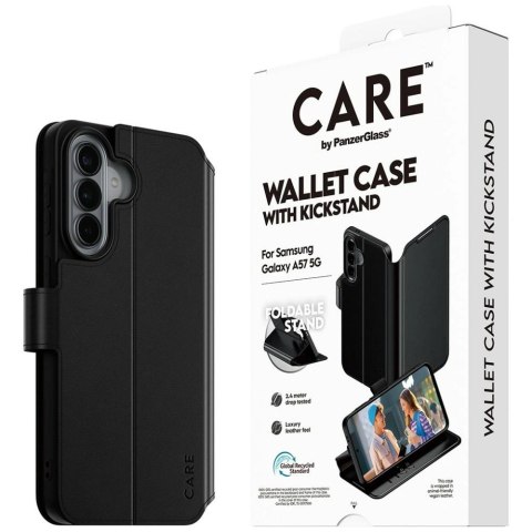 Etui CARE by PanzerGlass Feature Wallet Kickstand na Samsung Galaxy A57 - czarne