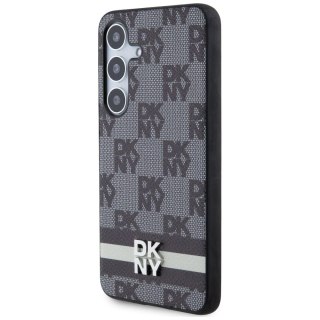 Etui DKNY Leather Checkered Mono Pattern & Printed Stripes na Samsung Galaxy S24+ - czarne
