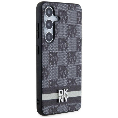Etui DKNY Leather Checkered Mono Pattern & Printed Stripes na Samsung Galaxy S24+ - czarne