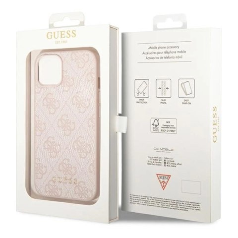 Etui Guess 4G Metal Gold Logo na iPhone 14 Plus - różowe