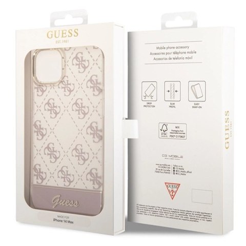 Etui Guess 4G Pattern Script na iPhone 14 Plus - różowe