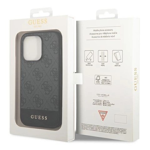 Etui Guess 4G Stripe Collection na iPhone 14 Pro - szare