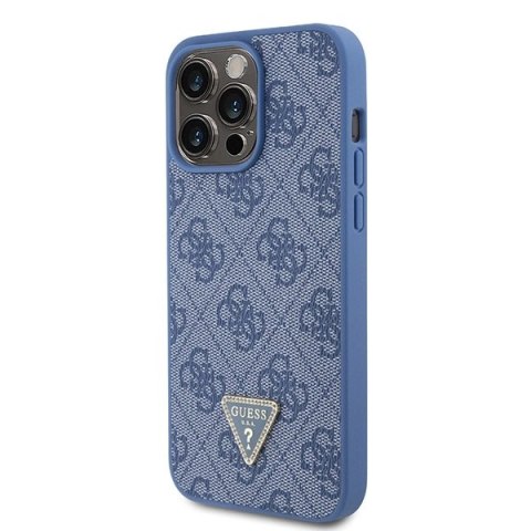Etui Guess Leather 4G Triangle Strass do iPhone 15 Pro Max - niebieskie
