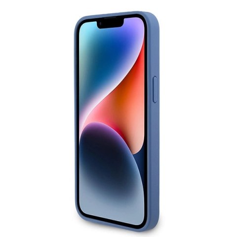 Etui Guess Leather 4G Triangle Strass do iPhone 15 Pro Max - niebieskie