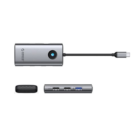 Hub USB-C Orico PW11-5P stacja dokująca 1x USB-A 3.0 + 2x USB-A 2.0 + 1x USB-C PD + 1x HDMI - szara
