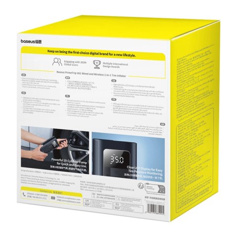 Kompresor do opon Baseus PrimeTrip VA1 75W 2w1 z latarką i powerbankiem 6000mAh - czarny