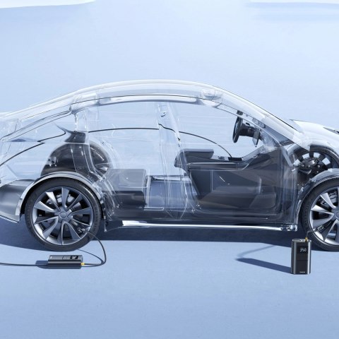 Kompresor do opon Baseus PrimeTrip VA1 75W 2w1 z latarką i powerbankiem 6000mAh - czarny