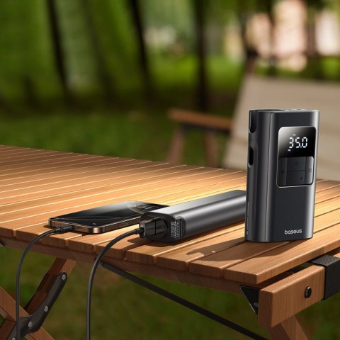 Kompresor do opon Baseus PrimeTrip VA1 75W 2w1 z latarką i powerbankiem 6000mAh - czarny