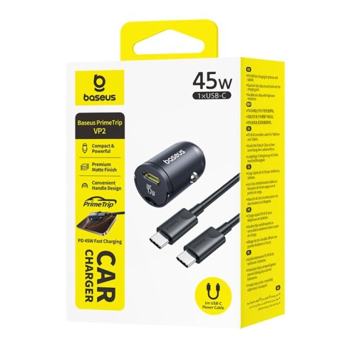 Ładowarka samochodowa Baseus PrimeTrip VP2 45W USB-C z kablem 60W USB-C do USB-C 1m - czarna
