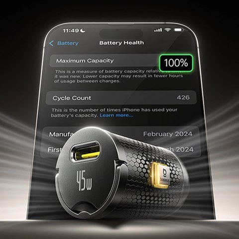 Ładowarka samochodowa Baseus PrimeTrip VP2 45W USB-C z kablem 60W USB-C do USB-C 1m - czarna