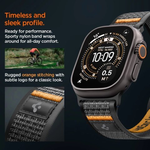 Pasek Spigen Athlex Air 2 na Apple Watch (44 / 45 / 46 / 49 mm) - czarno-pomarańczowy