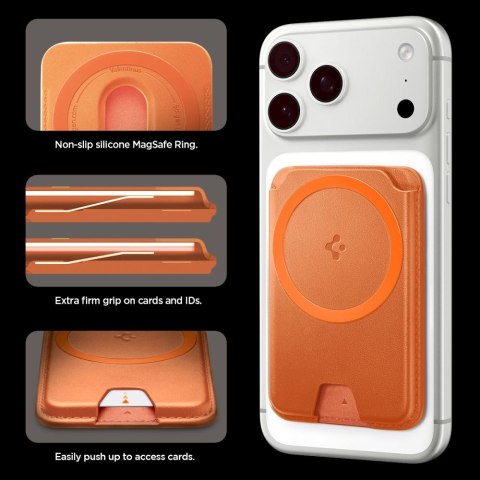 SPIGEN VALENTINUS MAGFIT+ MAGSAFE UNIVERSAL MAGNETIC CARD HOLDER METALLIC ORANGE