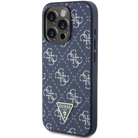 Etui Guess 4G Triangle Metal Logo na iPhone 15 Pro Max - niebieskie