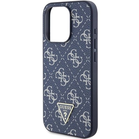 Etui Guess 4G Triangle Metal Logo na iPhone 15 Pro Max - niebieskie