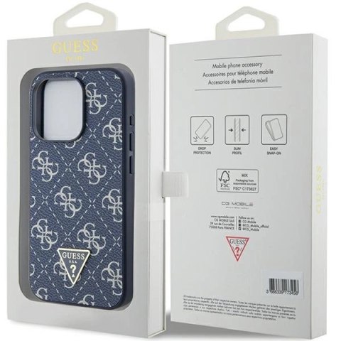 Etui Guess 4G Triangle Metal Logo na iPhone 15 Pro Max - niebieskie