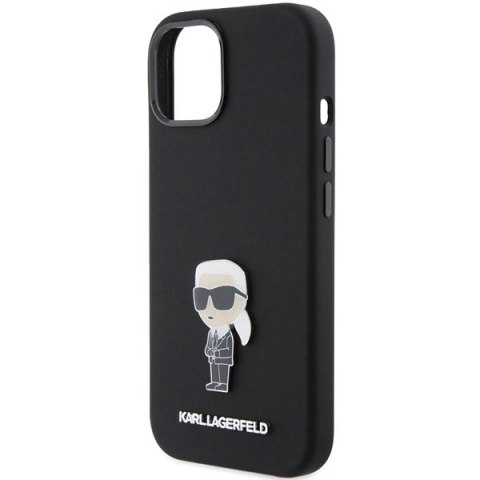 Etui Karl Lagerfeld Silicone Ikonik Metal Pin na iPhone 15 Plus / 14 Plus - czarne