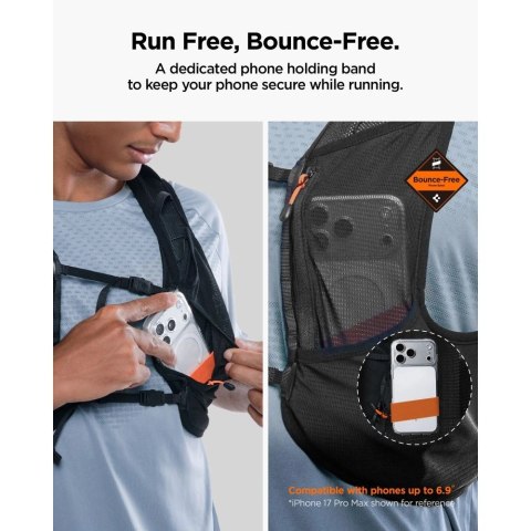 Kamizelka do biegania Spigen A721 Dynamic Shield M-L z butelką soft flask 500 ml - czarna