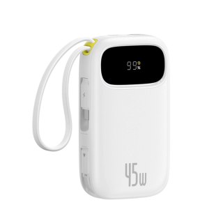 Powerbank Baseus EnerFill FC31 20000mAh 45W z wyświetlaczem cyfrowym z 2 wbudowanymi kablami USB-C - biały