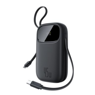 Powerbank Baseus EnerFill FC31 20000mAh 45W z wyświetlaczem cyfrowym z 2 wbudowanymi kablami USB-C - czarny