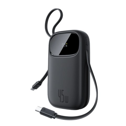 Powerbank Baseus EnerFill FC31 20000mAh 45W z wyświetlaczem cyfrowym z 2 wbudowanymi kablami USB-C - czarny