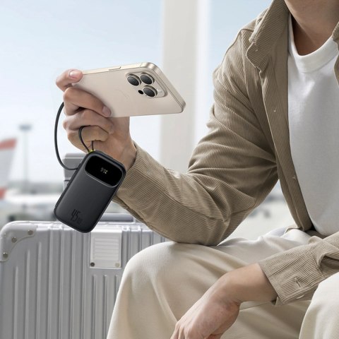 Powerbank Baseus EnerFill FC31 20000mAh 45W z wyświetlaczem cyfrowym z 2 wbudowanymi kablami USB-C - czarny