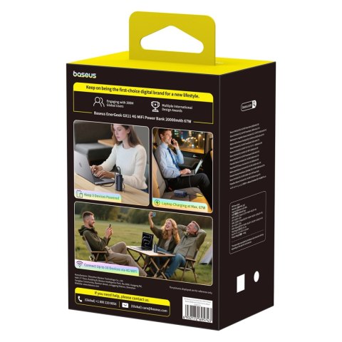 Powerbank Baseus EnerGeek GX11 MiFi 20000mAh 67W z funkcją Wi-Fi - czarny