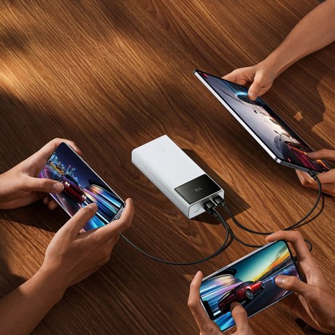 Powerbank Baseus Star-Lord 20000mAh 22,5W z wyświetlaczem cyfrowym i kablem USB-C 3A 30cm - biały