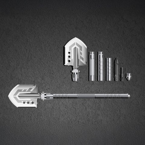 Saperka Wozinsky WSS-211 survival bushcraft wielofunkcyjna nóż zbijak krzesiwo gwizdek harpun 21 w 1 - szara