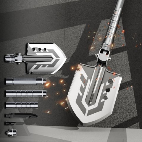 Saperka Wozinsky WSS-211 survival bushcraft wielofunkcyjna nóż zbijak krzesiwo gwizdek harpun 21 w 1 - szara