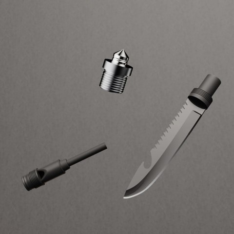 Saperka Wozinsky WSS-211 survival bushcraft wielofunkcyjna nóż zbijak krzesiwo gwizdek harpun 21 w 1 - szara