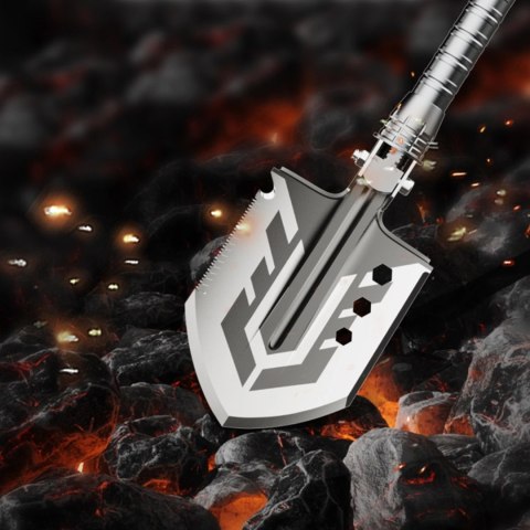 Saperka Wozinsky WSS-211 survival bushcraft wielofunkcyjna nóż zbijak krzesiwo gwizdek harpun 21 w 1 - szara