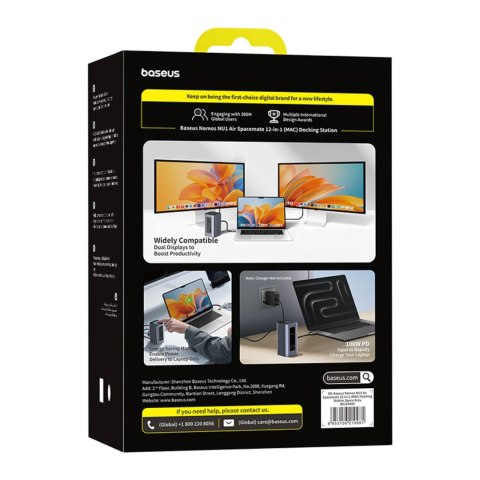 Stacja dokująca Baseus Nomos NU1 Air Spacemate 12w1 - szara